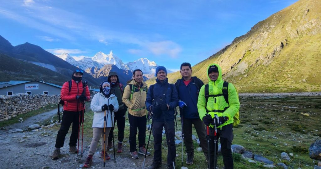 At Lobuche, trekkers ready for the day
