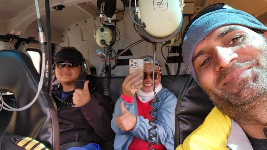 Emergency helicopter evacuation from Gorak Shep after a trekker developed Acute Mountain Sickness (AMS).