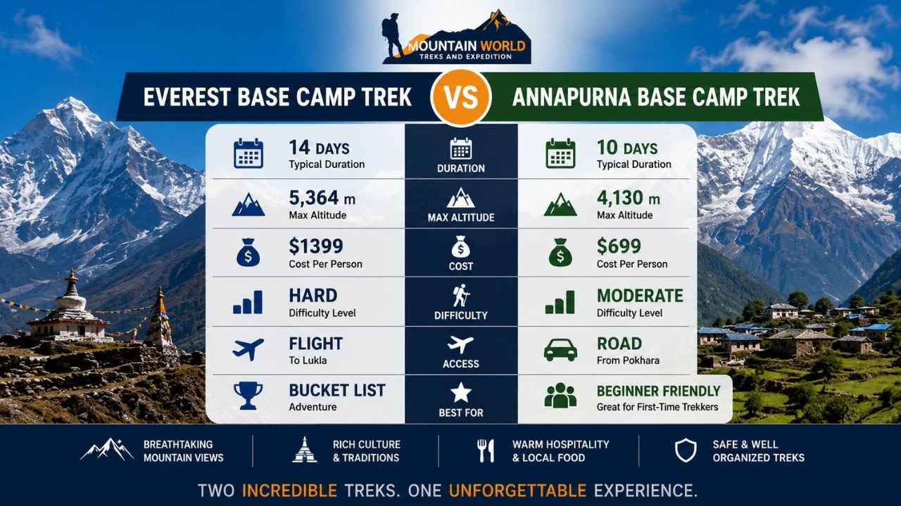 Everest Base Camp vs Annapurna Base Camp