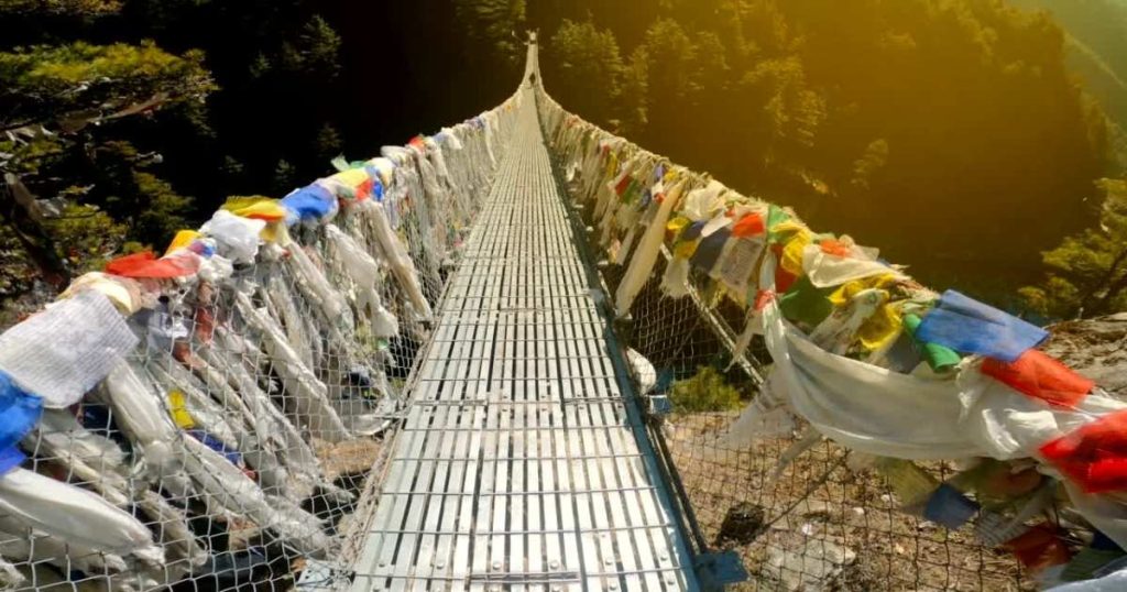 Suspension bridge on the way to everest base camp